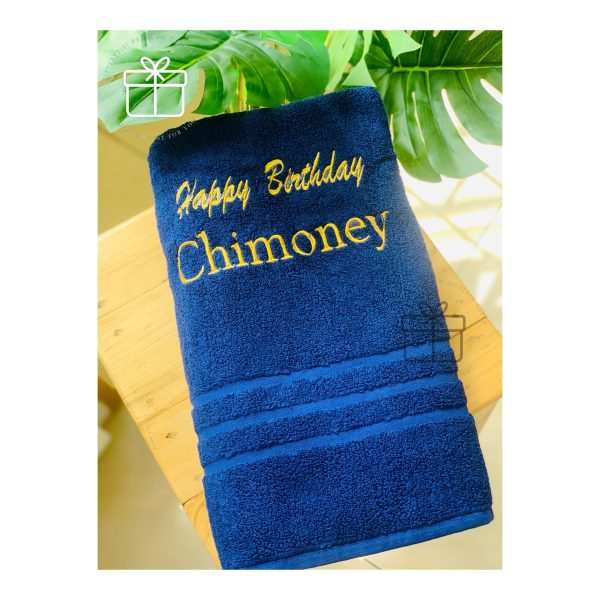 Personalized Monogrammed Bath Size Towel Gift For Him For Her Birthday Celebration