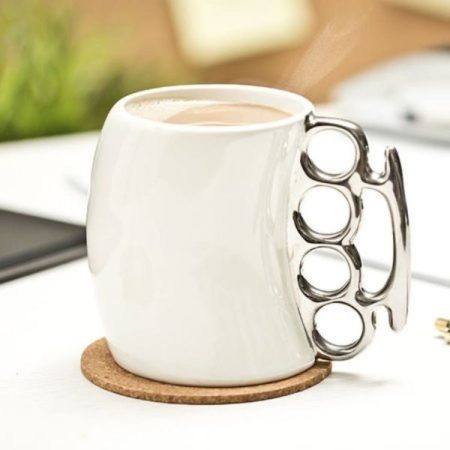Fist Mug Brass Knuckle Duster Handle Coffee Mug