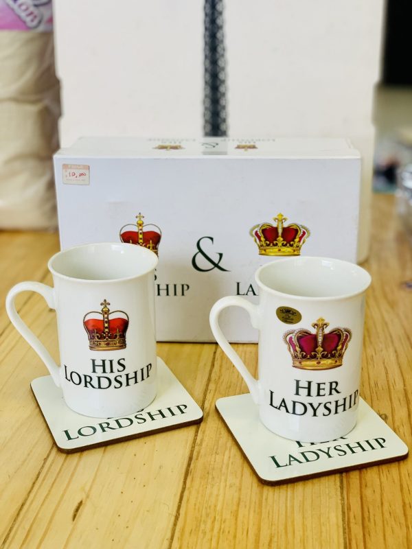 Royalty Couple Mug Set Coaster Set Marriage Gift Husband Wife