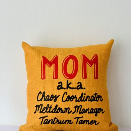 14” x 14” “Chaos Coordinator” Yellow Midi Mom Pillow