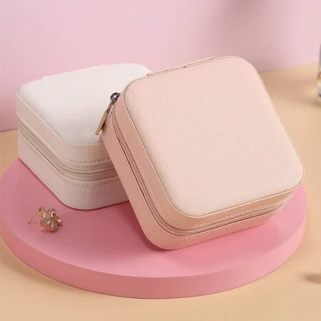 Portable Solid PU Leather Jewelry Box