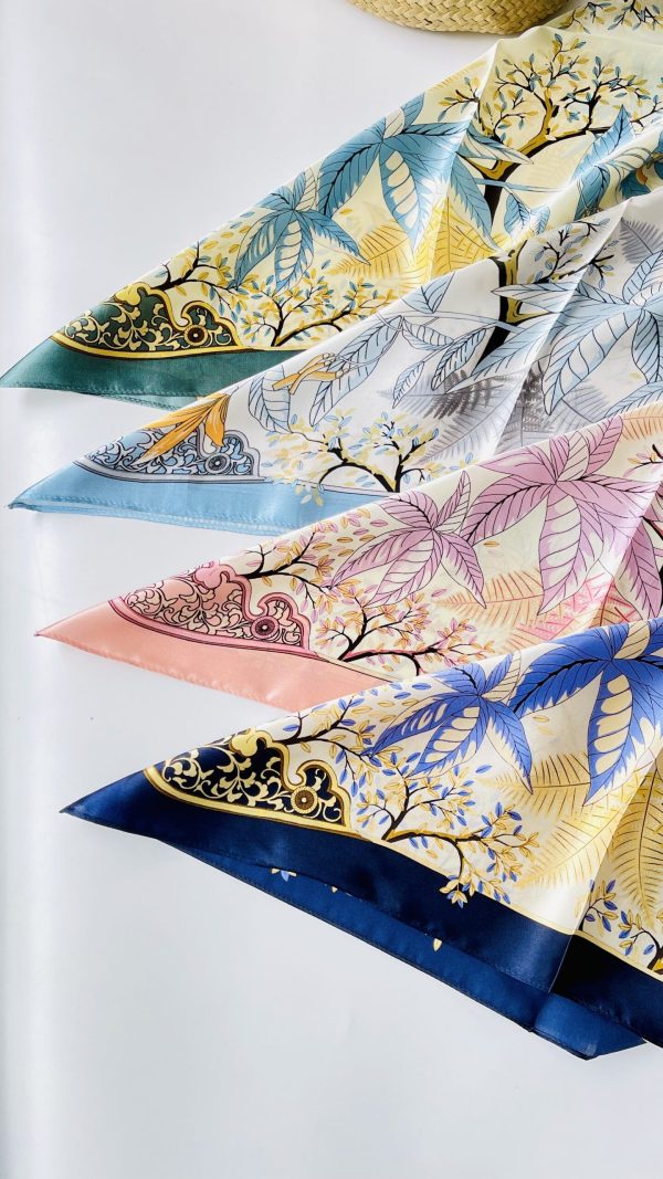 Silk Vintage Flower Design Scarf Gift For Her Special Occasion Fashion Gift