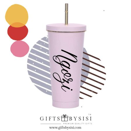 Light Pink Sipping Cup With Gold Straw