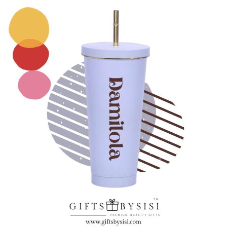 Lilac Sipping Cup With Gold Straw
