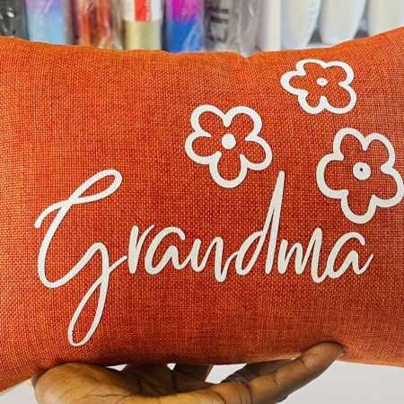 Grandma Orange With White Print Rectangular Mini Pillow