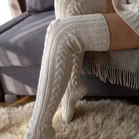 Woven Thigh High Women’s Socks