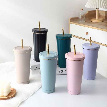 750ml Sipping Straw Cup With Gold Detailing