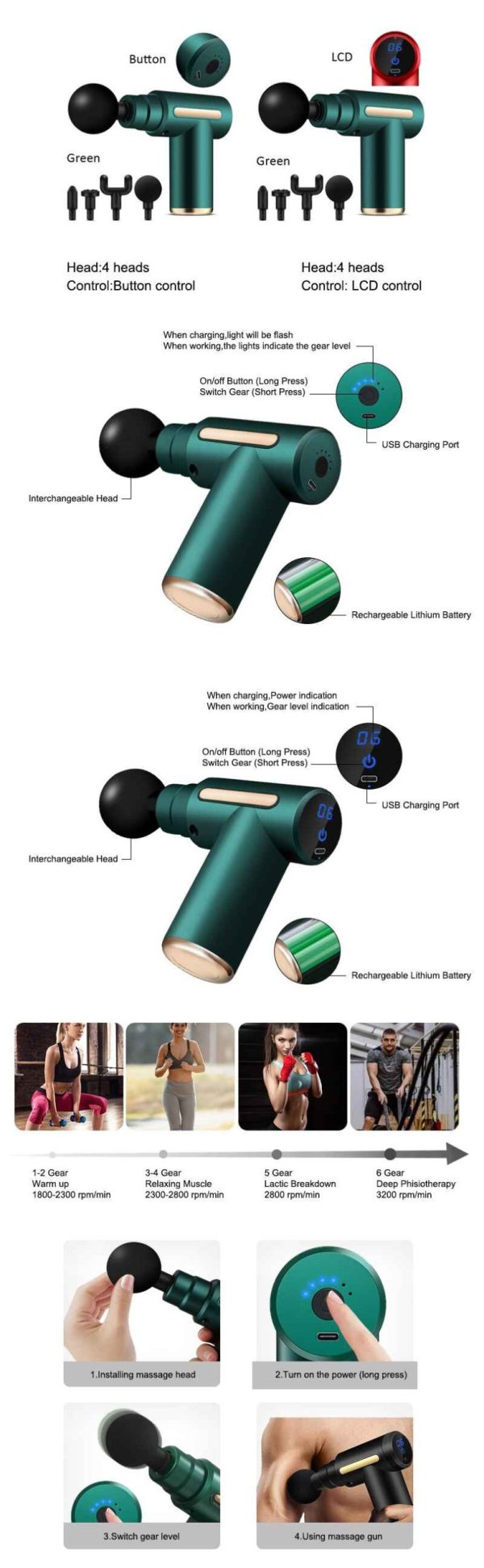 Smart Handheld Muscle Massage Gun - Image 2