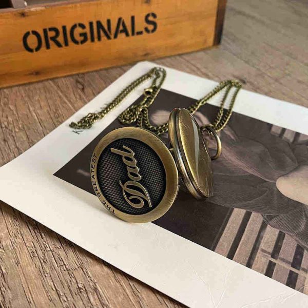 Dad Retro Vintage Pocket Watch Non-Tarnish Gold - Image 4