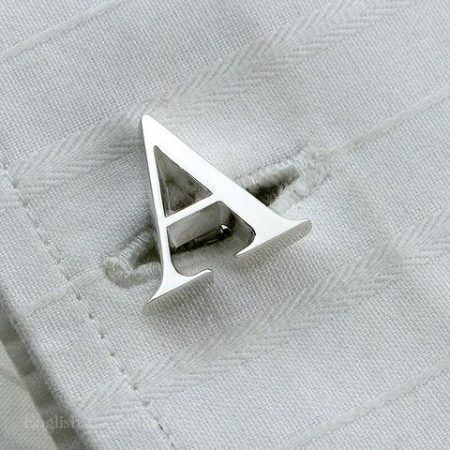 Silver Metal Alphabet A-Z Cufflinks For Men