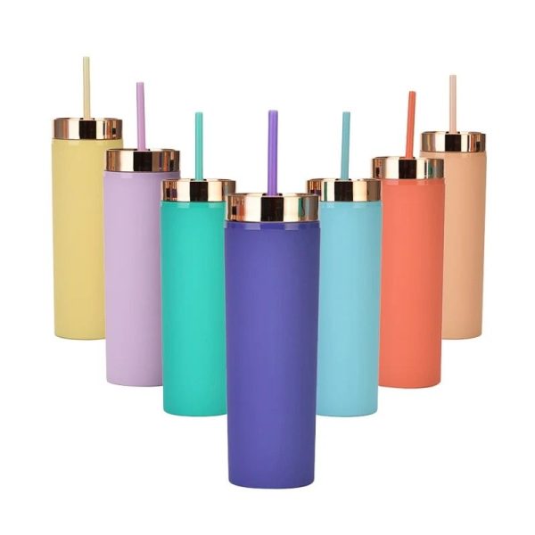 500ml Plastic Sipping Cup Mirror Rose Gold Lid Tumbler With Straw