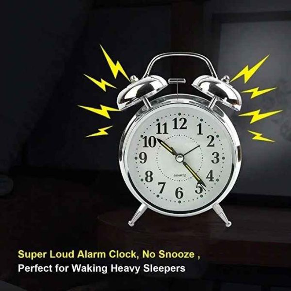 Vintage Analog Clock Desktop Alarm Bell - Image 2