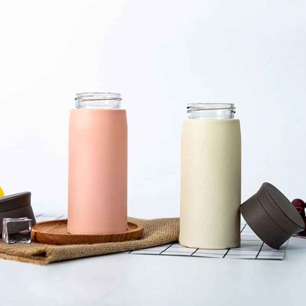Mini Portable Glass Water Bottle Plastic Cover - Image 4