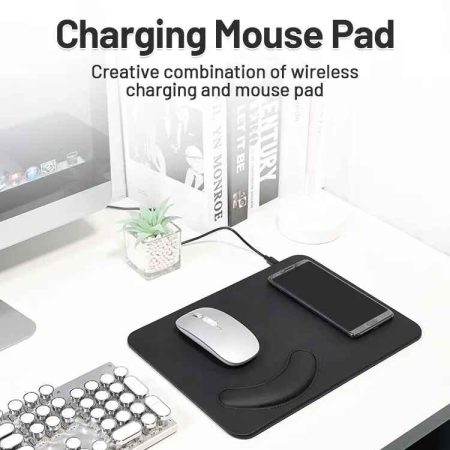 Ergonomic Wireless Charging Leather Mousepad