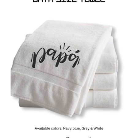Papa Personalized Monogrammed Fathers Day Dad Bath Size Towel