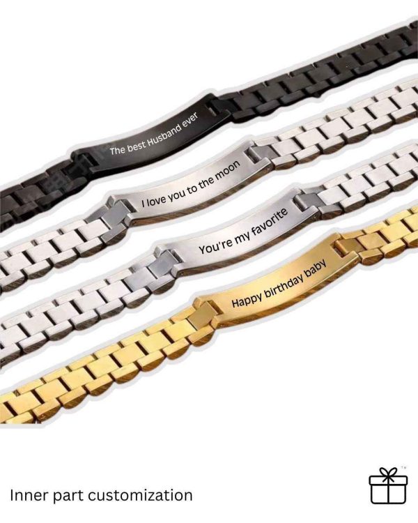 Non-Tarnish Engraved Cuban Thick Steel Gold Plated Jewelry Personalized Gift For Him - Image 3