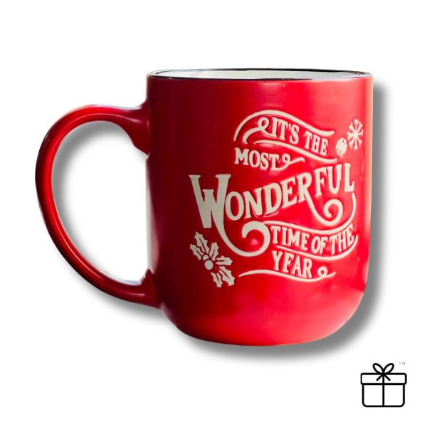 Red Engraved Ceramic Christmas Mug