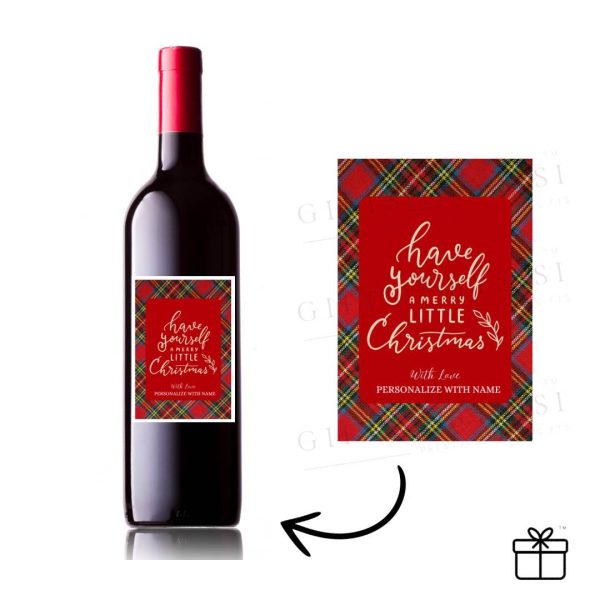 Limited Edition Custom Christmas Holiday Wine Bottle - Merry