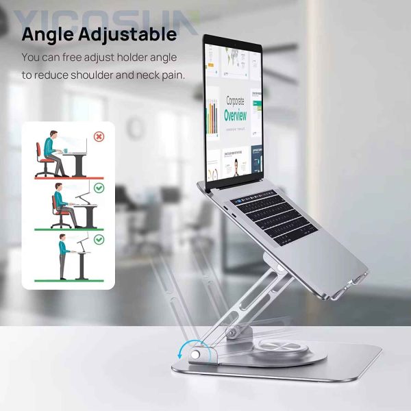 Foldable Aluminum Laptop Stand With 360° Rotation