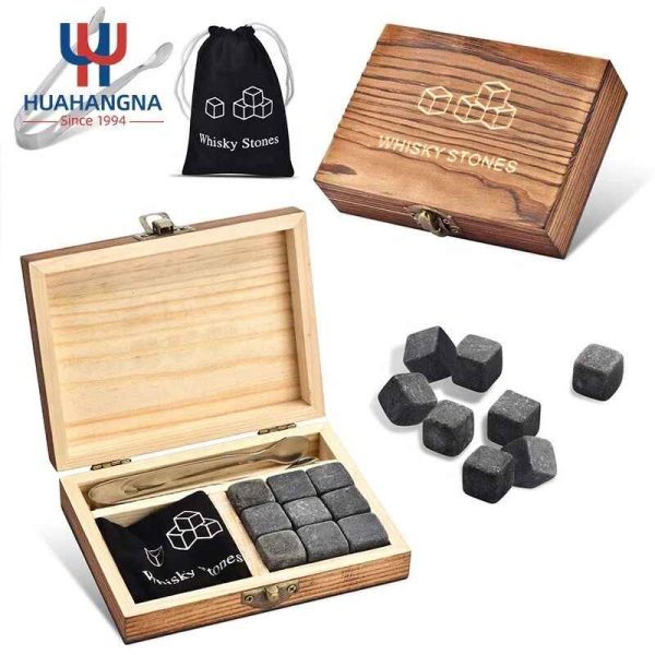 Whiskey Chilling Stone Gift Set In Wooden Box