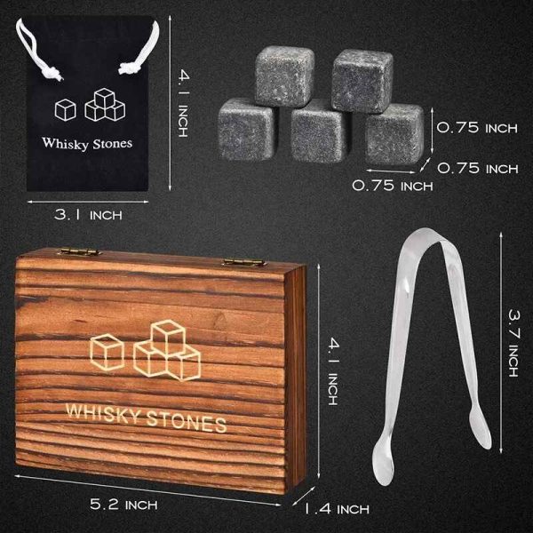 Whiskey Chilling Stone Gift Set In Wooden Box - Image 2