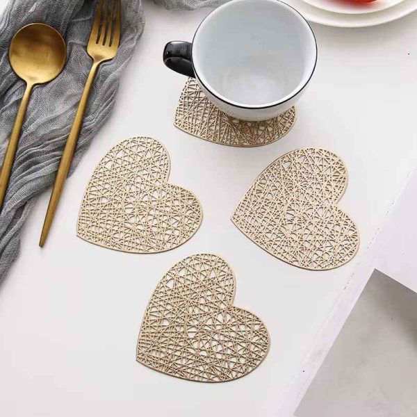 Red Hollow PVC Anti-Slip Heat Resistant Cup Coasters - Image 3
