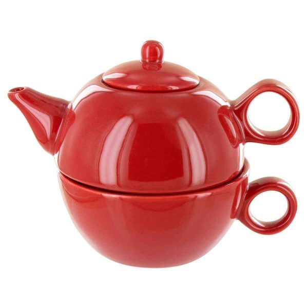 Elegant Red Teapot & Cup Set