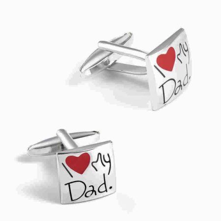 Engraved “I Love Dad” Non-Tarnish Metal Cufflinks