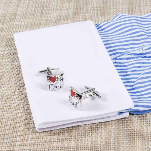 Engraved “I Love Dad” Non-Tarnish Metal Cufflinks - Image 2