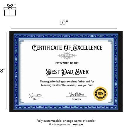 “Best Dad Ever” Custom 8”x10” Certificate Frame
