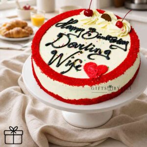 Romantic Heart Personalized 10” Red Velvet Cake