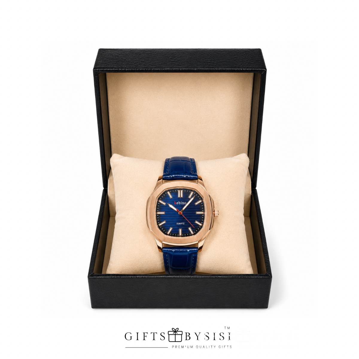 Kebino Executive Leather Strap Watch – Men’s Quartz Dress Watch Gift Box