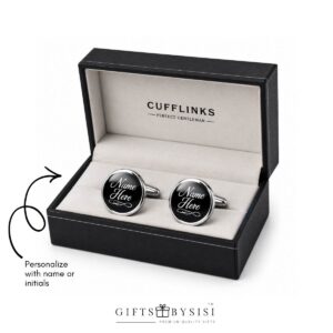 Personalized Cufflinks for Men – Custom Initial & Name Cufflinks Gift Set for Professionals
