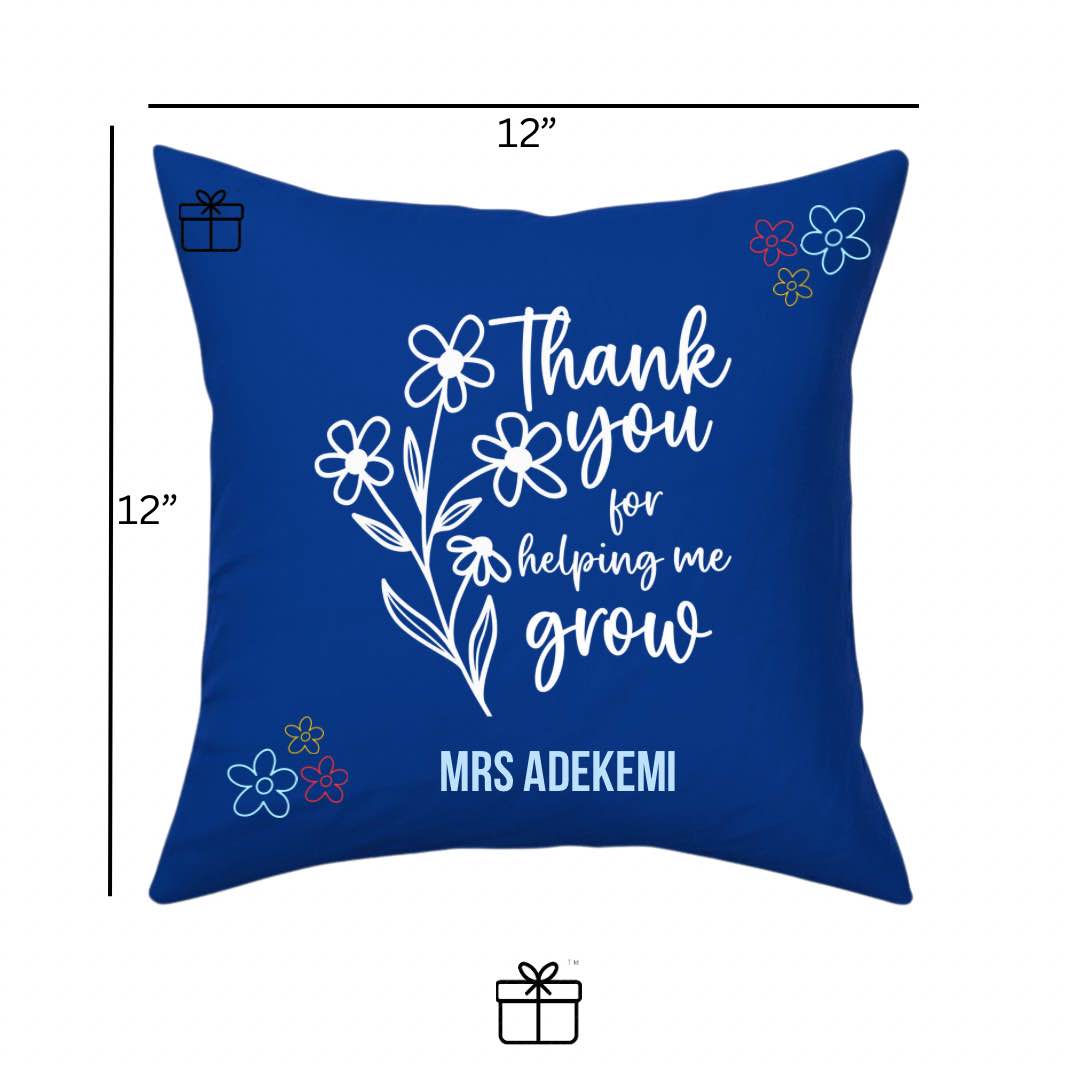 Personalized “Thank You for Helping Me Grow” Teacher Throw Pillow